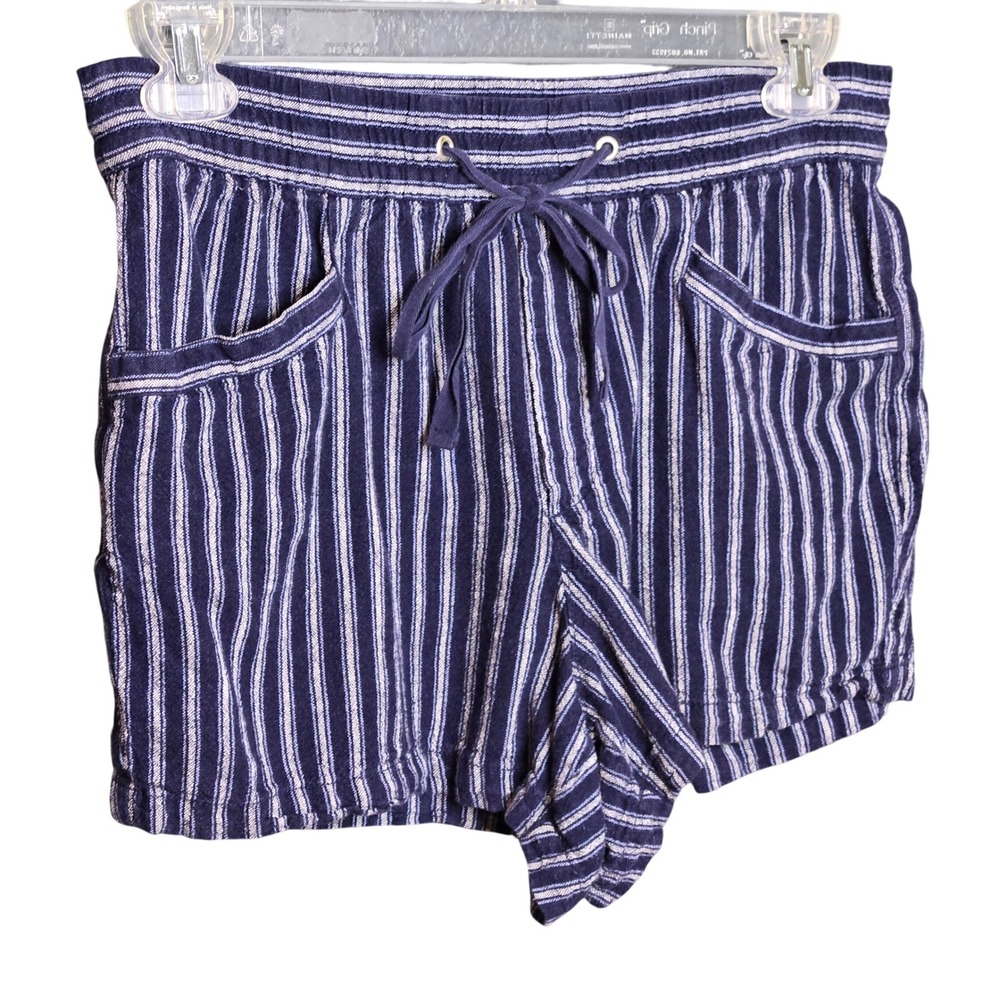 GAP Shorts Womens Medium‎ Blue White Striped Drawstring Pockets Casual Summer